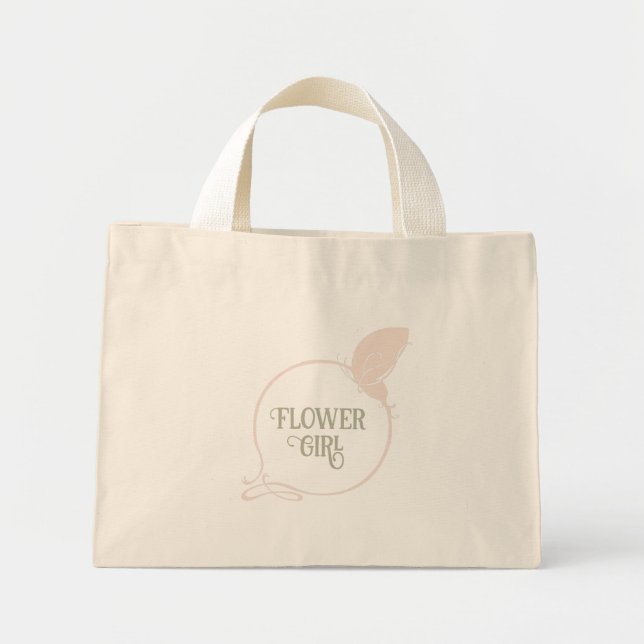 Mini Tote Bag Fille Fleur Art Nouveau Papillon rose pâle (Devant)