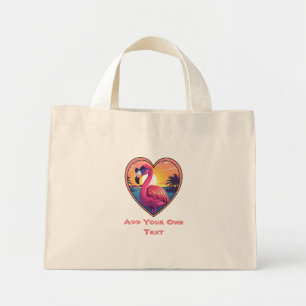 Mini Tote Bag Flamant rose sur la plage