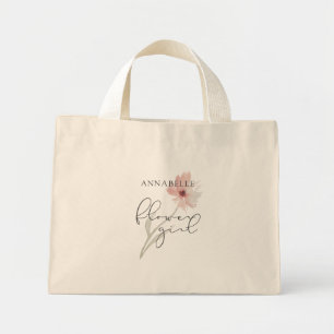 Mini Tote Bag Fleur d'aquarelle fille personnalisée