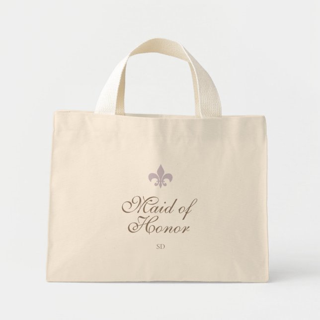 Mini Tote Bag Fleur de Lis Maid d'honneur violet (Devant)