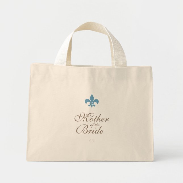 Mini Tote Bag Fleur de Lis Mère de la Mariée Initiale (Devant)