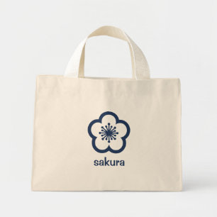 Mini Tote Bag Fleur de Sakura bleu marine 