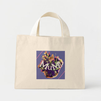Mini Tote Bag Fleurs violettes et oiseaux