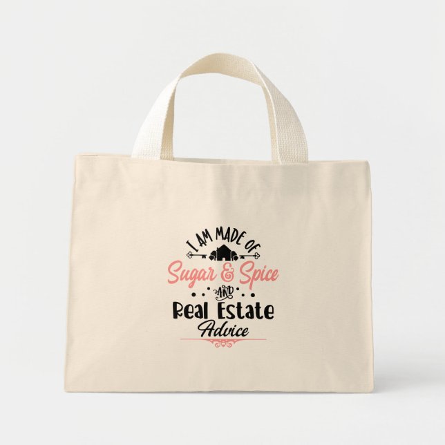 Mini Tote Bag Funny Immobilier Agent Maison-cadeau Broker Realto (Devant)