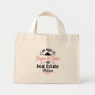 Mini Tote Bag Funny Real Estate Agent, courtier-cadeau Maison Re