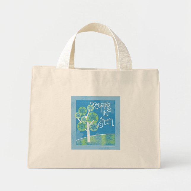 Mini Tote Bag Garder le vert (Devant)