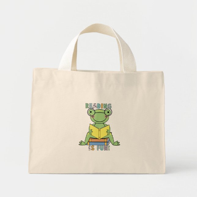 Mini Tote Bag Grenouille - La lecture est un jeu de t-shirts et  (Devant)