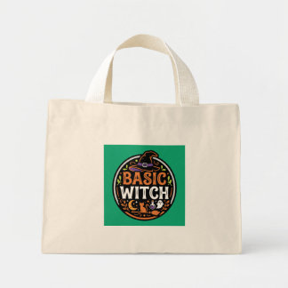Mini Tote Bag Halloween : chat noir et fantôme – Sorcière Basiqu