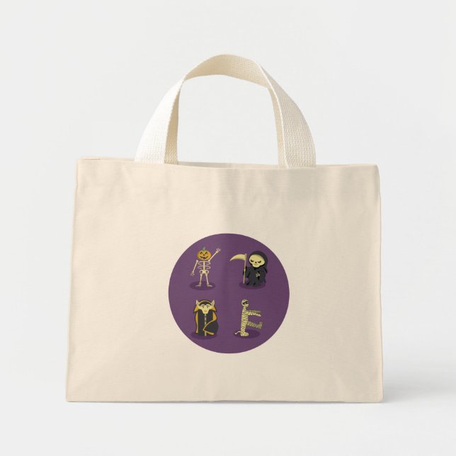 Mini Tote Bag Halloween Squelette Dracula Mummy Griffe Reaper (Devant)