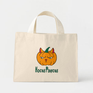 Mini Tote Bag Hocus pawcus Halloween citrouille ginger cat magie