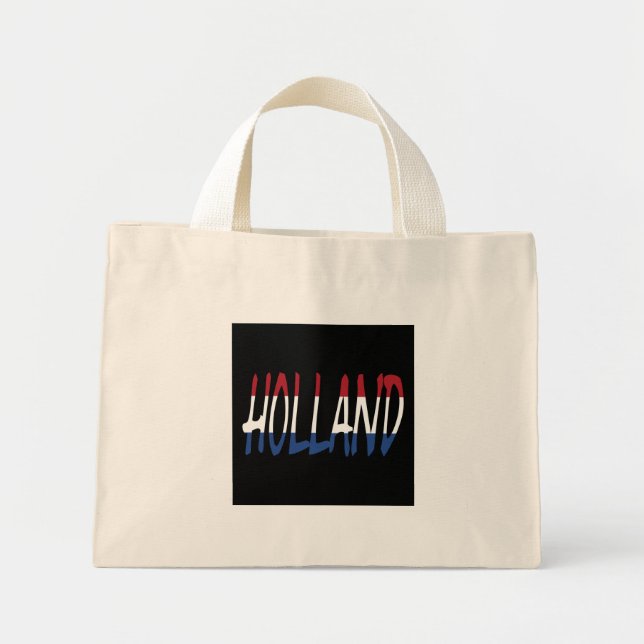 Mini Tote Bag Hollande superposée sur Pays-Bas Flag sur bk ttcn (Devant)