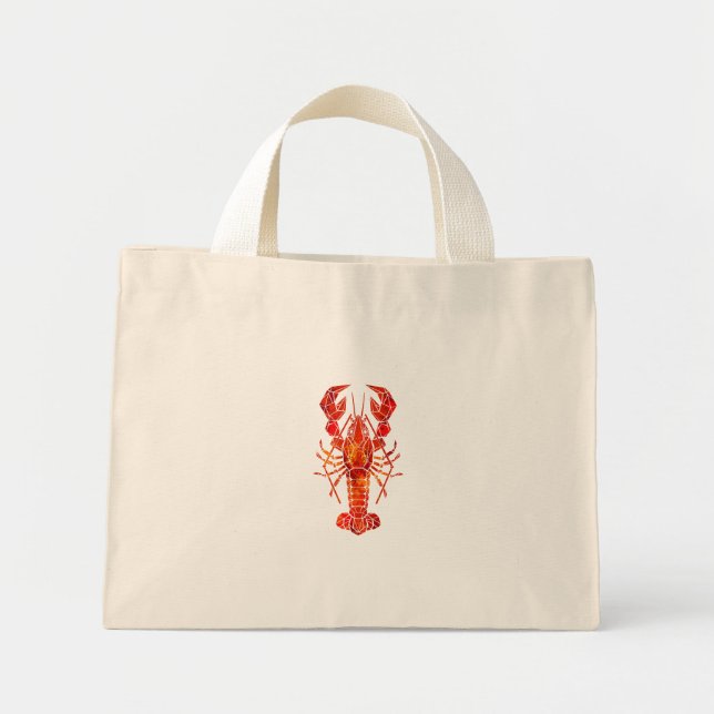 Mini Tote Bag Homard polygonal rouge (Devant)
