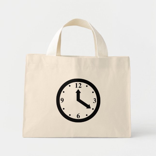 Mini Tote Bag Horloge noire (Devant)