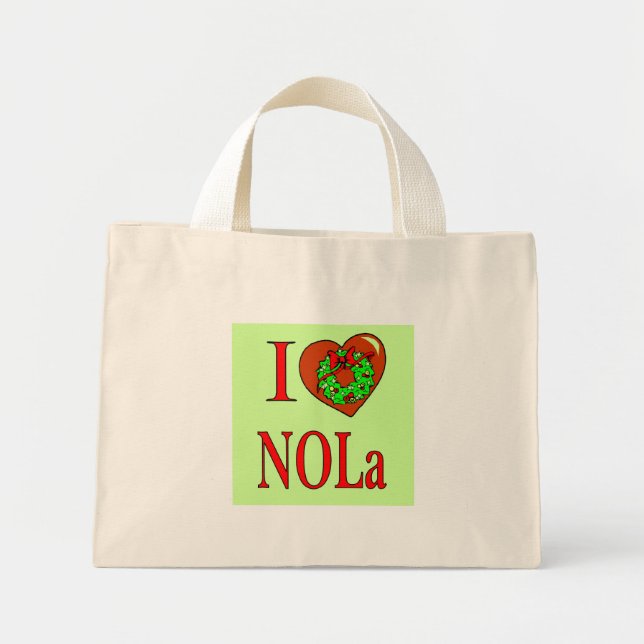 Mini Tote Bag I Heart (Love) NOLA, (Devant)