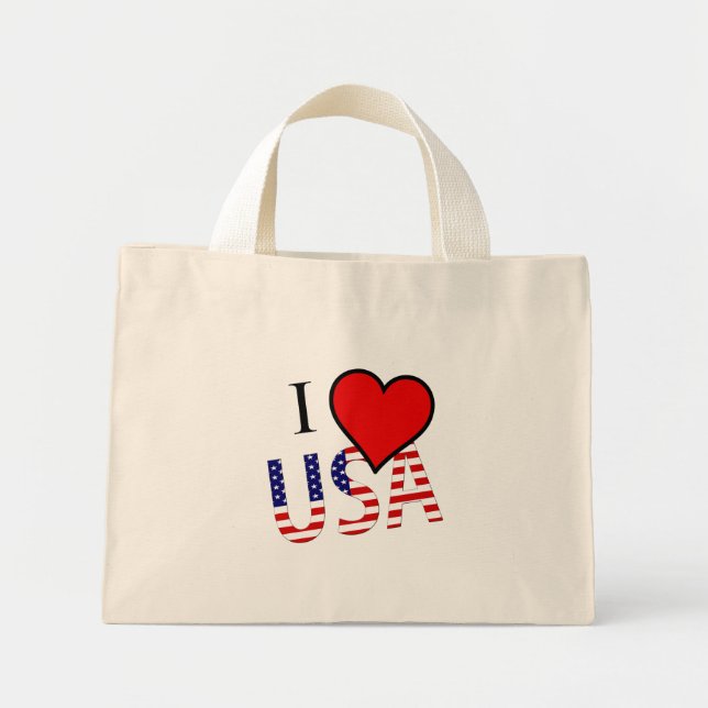 Mini Tote Bag I Heart USA overlay tcnt (Devant)