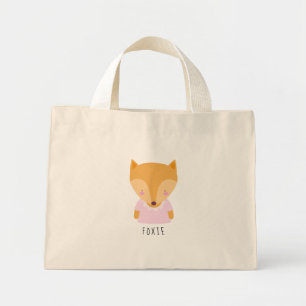 Mini Tote Bag Illustration Cute Fox - Personnalisable