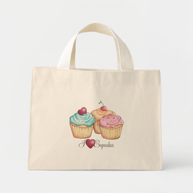 Mini Tote Bag ILoveCupcakes (Devant)