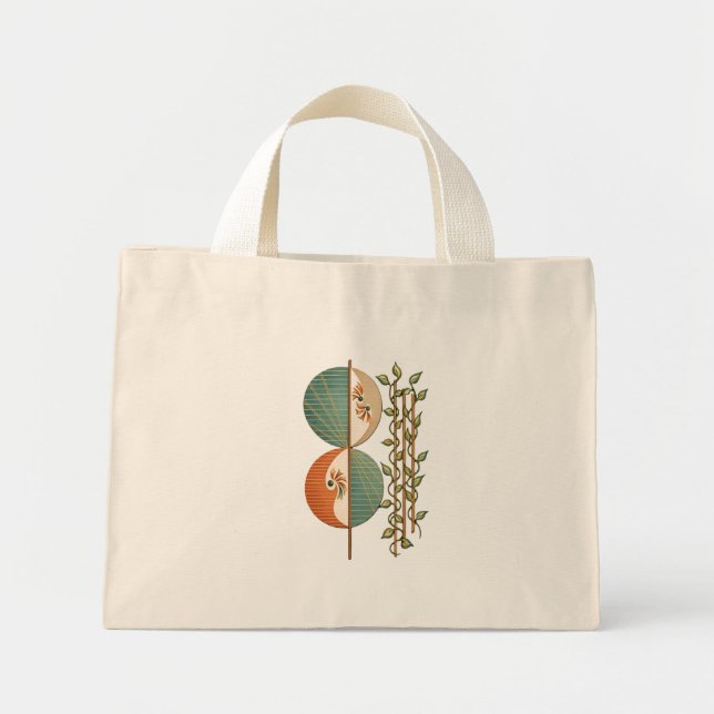 Mini Tote Bag Impression d'art botanique abstrait moderne, Ci mi (Devant)