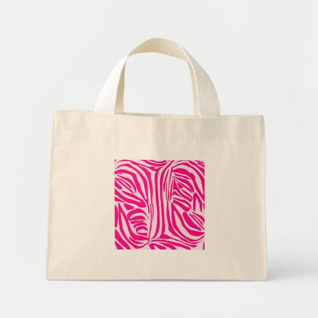 Mini Tote Bag Impression zèbre rose (Devant)