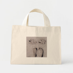 Mini Tote Bag Impressions à la main et aux pieds sur le sable d