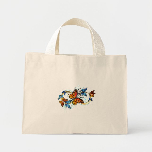 Mini Tote Bag Infinité de papillons monarques (Devant)