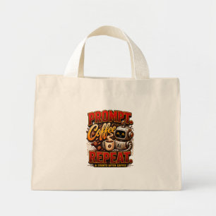 Mini Tote Bag Invite Café Répéter .Ai Démarre Après Café Drôle 