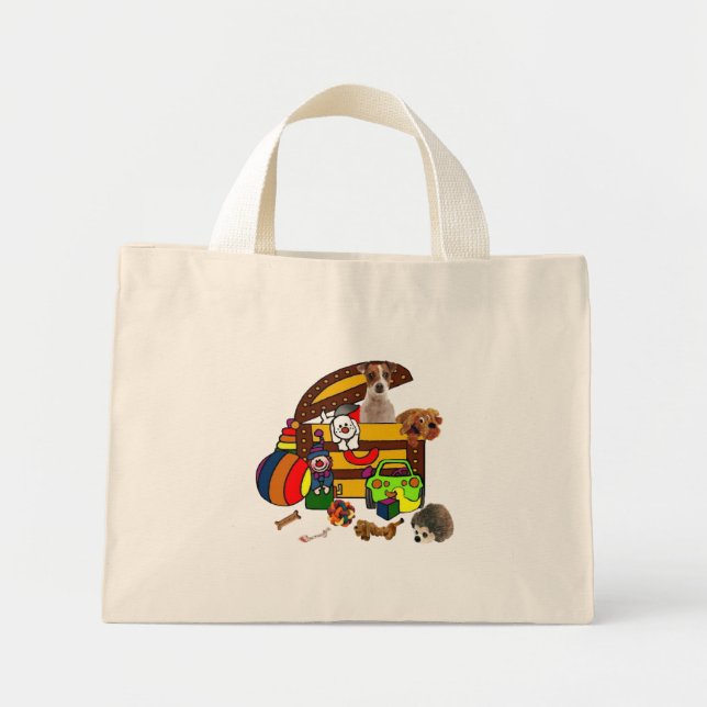 MINI TOTE BAG JACK RUSSELL DANS LA BOÎTE DE JOUETS (Devant)
