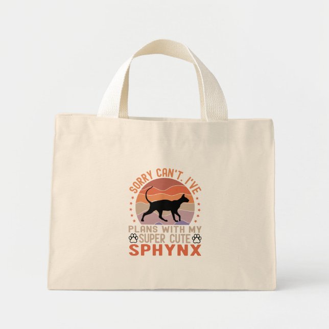 Mini Tote Bag J'ai des plans avec mon chat Sphynx (Devant)