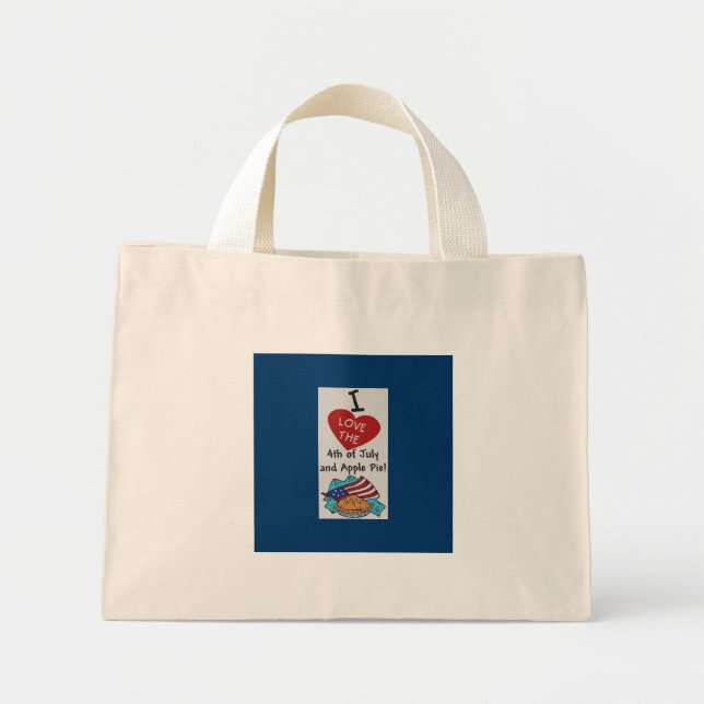 MINI TOTE BAG J'AIME LE QUATRIÈME JUILLET ET APPLE PIE (Devant)