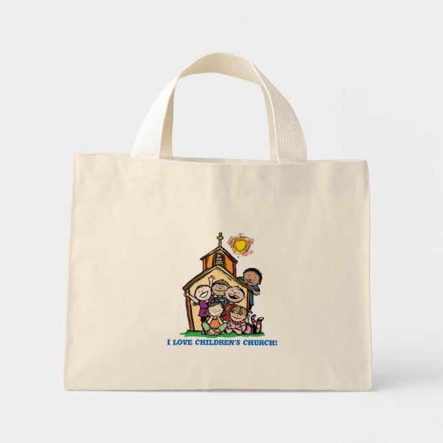 Mini Tote Bag J'aime l'église des enfants ! (Devant)