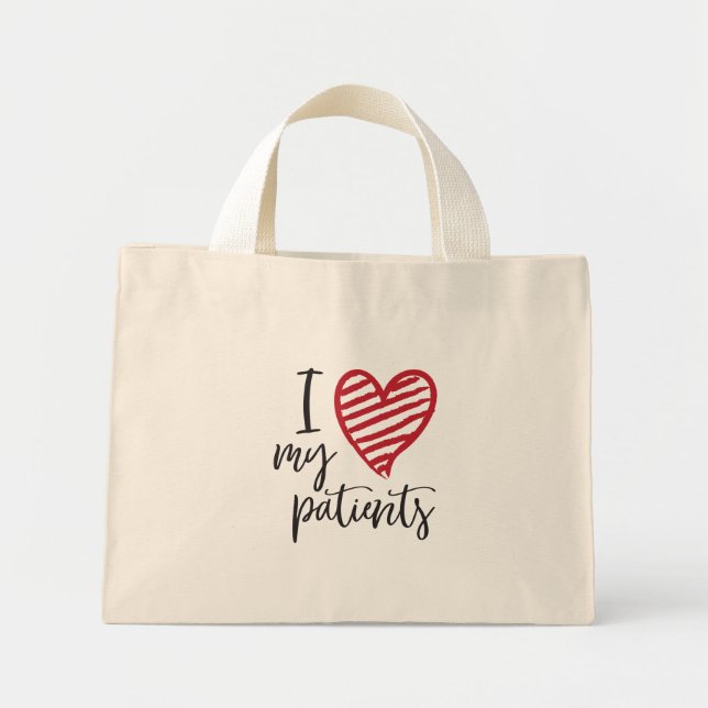 Mini Tote Bag J'Aime Mes Patients Soins Médicales De Soins Aux P (Devant)