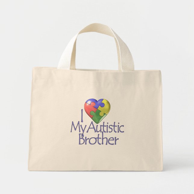 Mini Tote Bag J'Aime Mon Frère Autiste (Devant)