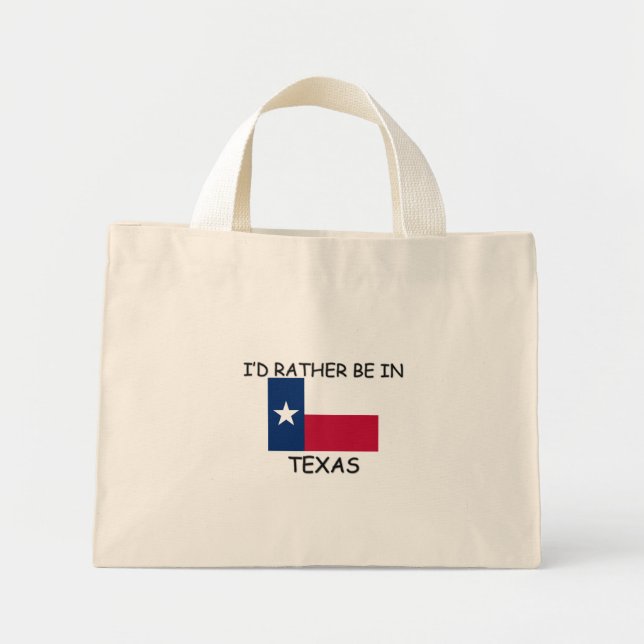 Mini Tote Bag Je préférerais être au Texas (Devant)