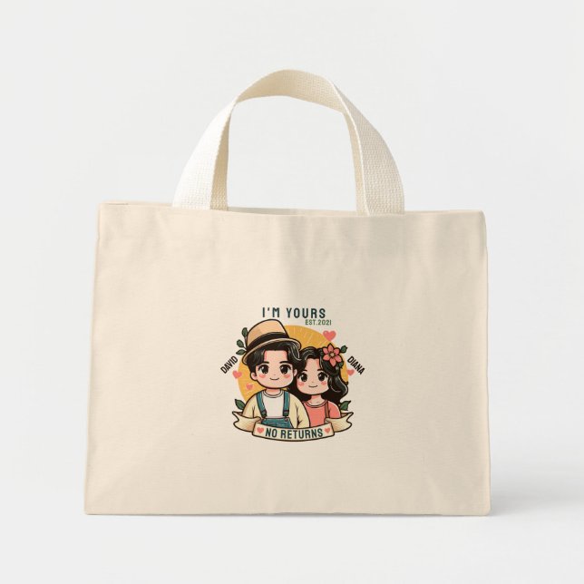 Mini Tote Bag Je suis à vous Aucun remboursement Couple Valentin (Devant)