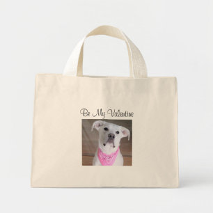 Mini Tote Bag Joli Chien Chiot Blanc Avec Écharpe Rose Joli