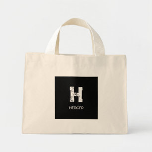 MINI TOTE BAG JOLI MONOGRAMME À UNE LETTRE BLANC NOM EN NOIR NAT