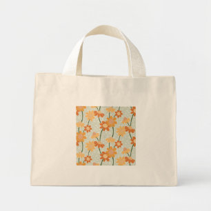 Mini Tote Bag Joli rétro muet des années 1970 Fleurs