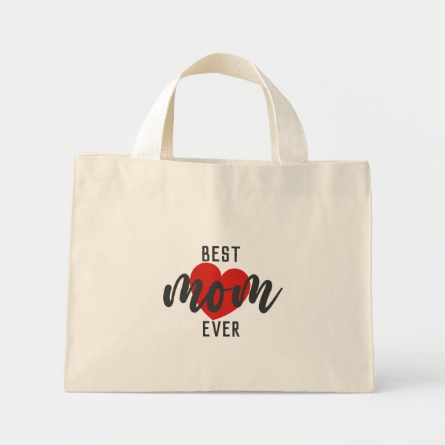 Mini Tote Bag Joli texte de conception Meilleure maman jamais av (Devant)