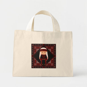 Mini Tote Bag jolie fille palestinienne Broderie rouge tatreez  