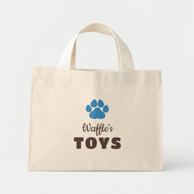 Mini Tote Bag Jouets avec empreinte de patte marron bleue pour c (Devant)