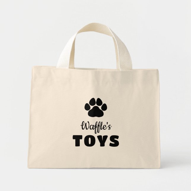 Mini Tote Bag Jouets avec empreinte de patte noire pour chien (Devant)