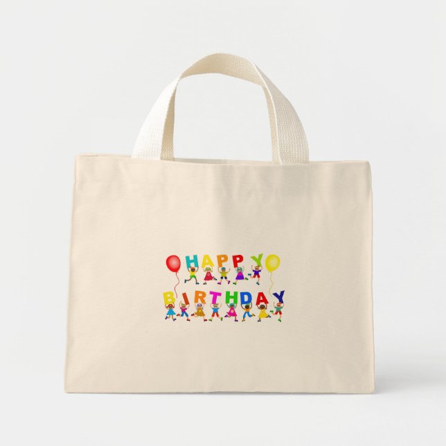 Mini Tote Bag Joyeux anniversaire (Devant)