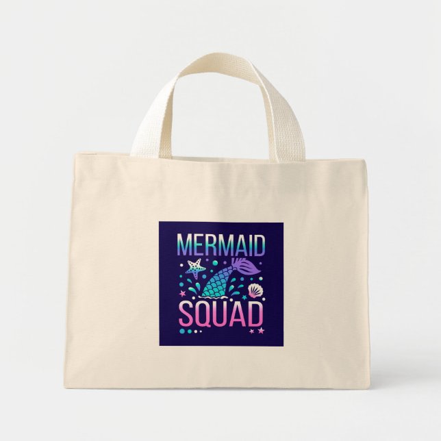 Mini Tote Bag Joyeux Anniversaire Design de Fête Océanique de la (Devant)