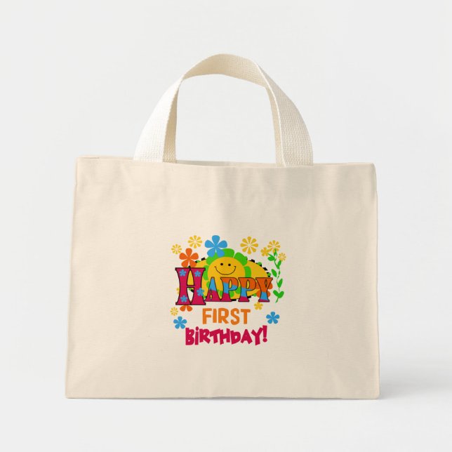 Mini Tote Bag Joyful First Birthday T-shirts et cadeaux (Devant)