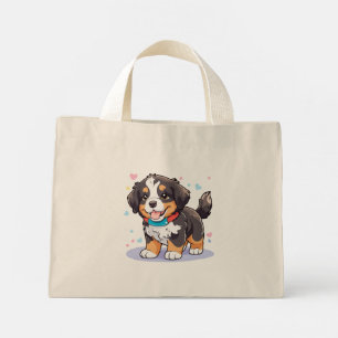 Mini Tote Bag Kawaii Bernese Puppy, mignonne Berner Pup
