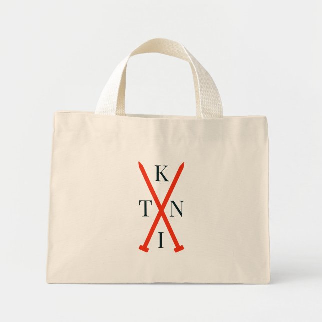 Mini Tote Bag KNIT knitter's project bag small tote (Devant)