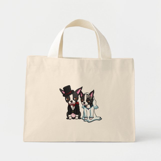 Mini Tote Bag La mariée et la mariée de Boston Terrier (Devant)