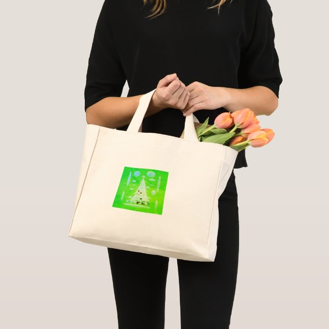 MINI TOTE BAG LA MUSÉE DE NOËL VERTE D'ARBRE BLANC (Devant (produit))