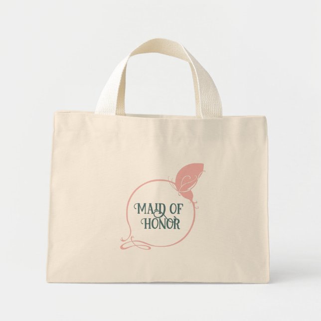 Mini Tote Bag La Servante D'Honneur Papillon Rose Art Nouveau (Devant)