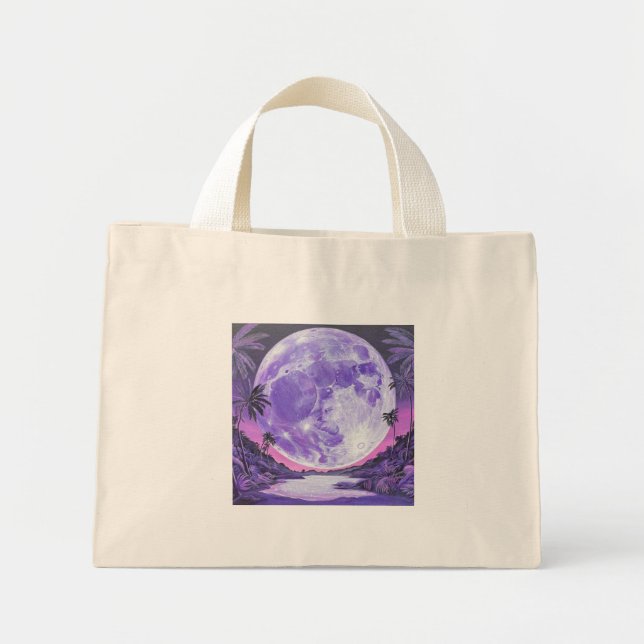 Mini Tote Bag L'autocollant de lune impossible (Devant)